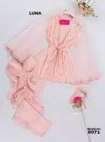 ⁦موديل بيجامه 3 قطع ستان كود 6071⁩ - الصورة ⁦2⁩