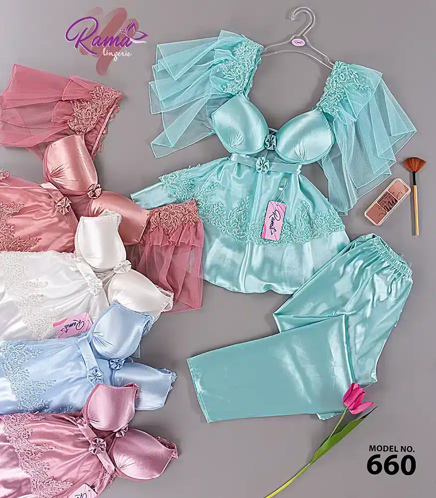 660 موديل بيجاما ساتان قطعتين كود 660 - الصورة 1