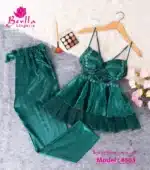 ⁦موديل بيجامة ستان قطعتين كود 4563⁩ - الصورة ⁦2⁩