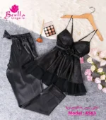 ⁦موديل بيجامة ستان قطعتين كود 4563⁩ - الصورة ⁦9⁩