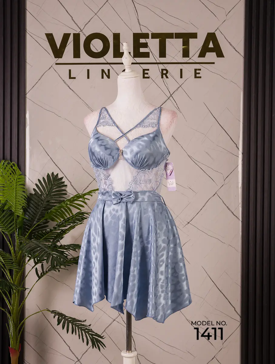 1411 7 قميص ساتان جاكار مطرز قصير كود 1411 - الصورة 1