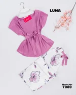 ⁦موديل بيجامة ستان بنطلون منقوش كود 7089⁩ - الصورة ⁦7⁩