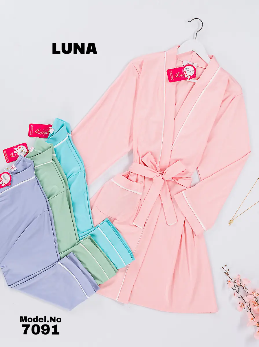 7091 5 موديل روب قطن ليكرا قصير كود 7091 - الصورة 1