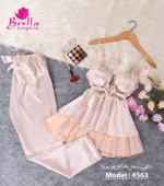 ⁦موديل بيجامة ستان قطعتين كود 4563⁩ - الصورة ⁦6⁩