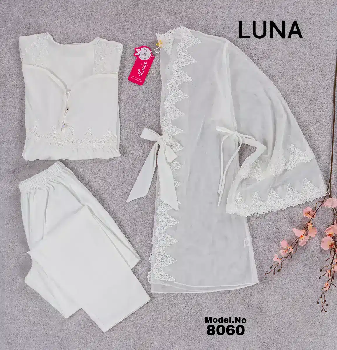 8060 2 موديل بيجامه بنطلون ثلالث قطع كود 8060 - الصورة 1