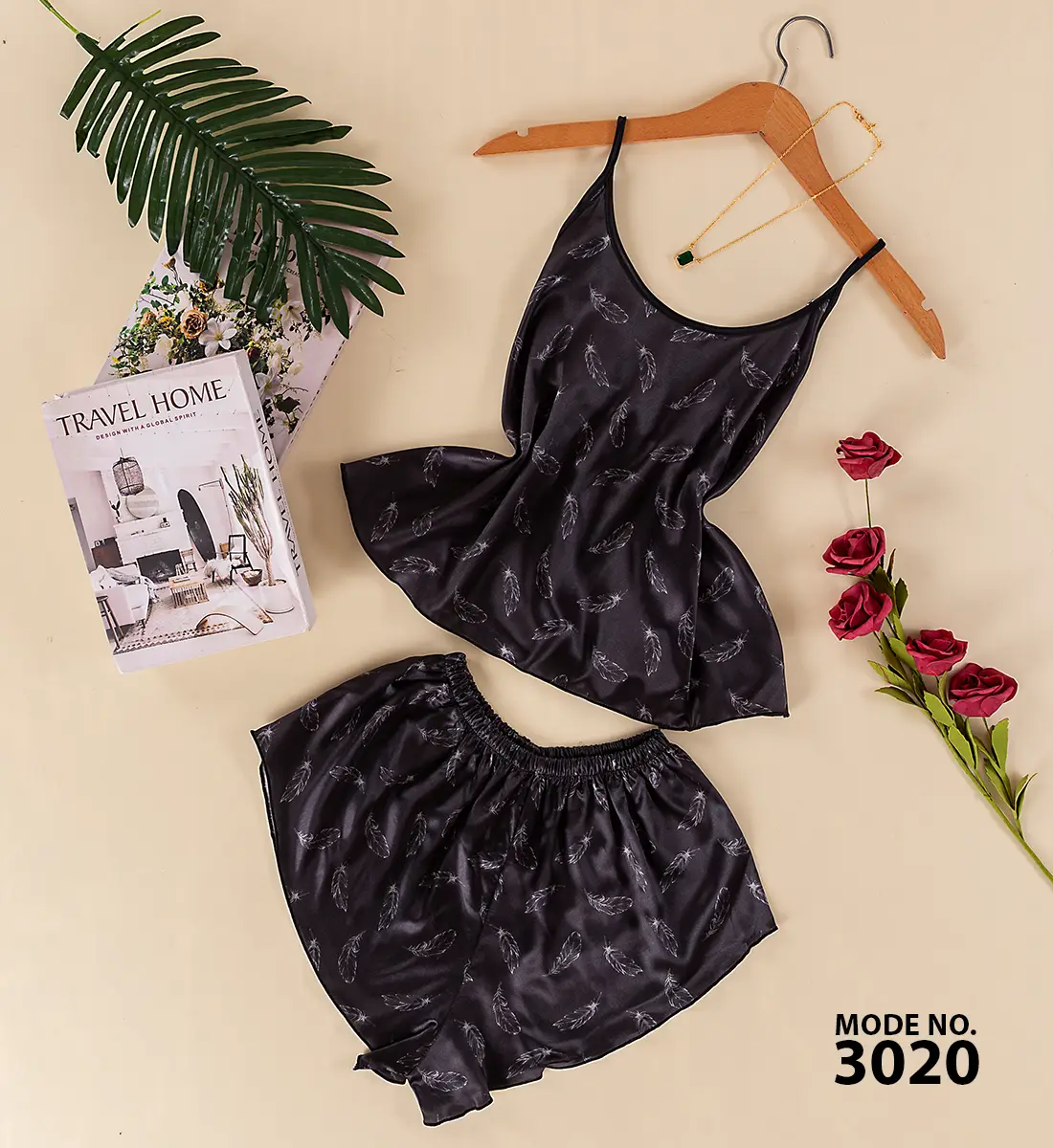 3020.webp 3 موديل بيجامة هوت شورت ستان كود 3020 - الصورة 1