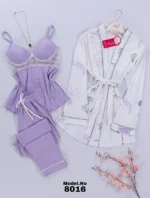 ⁦موديل بيجامة 3 قطع قطن كود 8016⁩ - الصورة ⁦6⁩