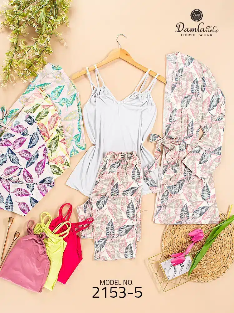 1 copy موديل بيجامه بنطلون ثلاث قطع كود 2153-5 - الصورة 1