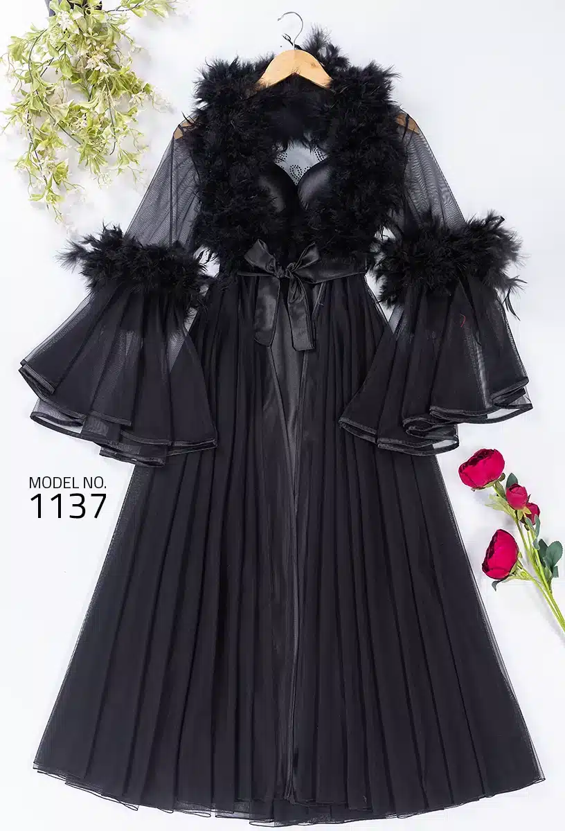 1137 3 موديل قميص بروب ريش طويل كود 1137 - الصورة 1