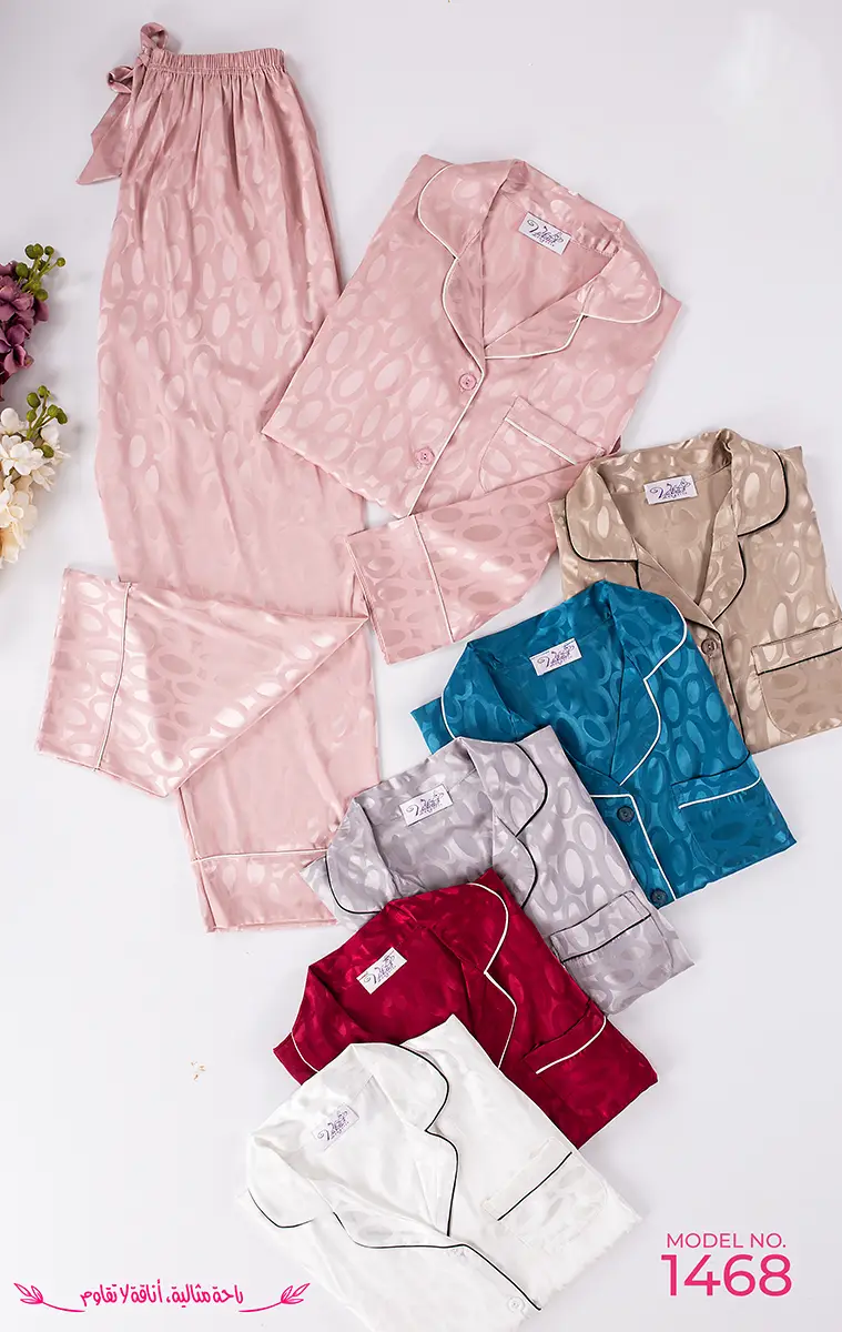 1468 6 موديل بيجامه بنطلون قطعتين كود 1468 - الصورة 1