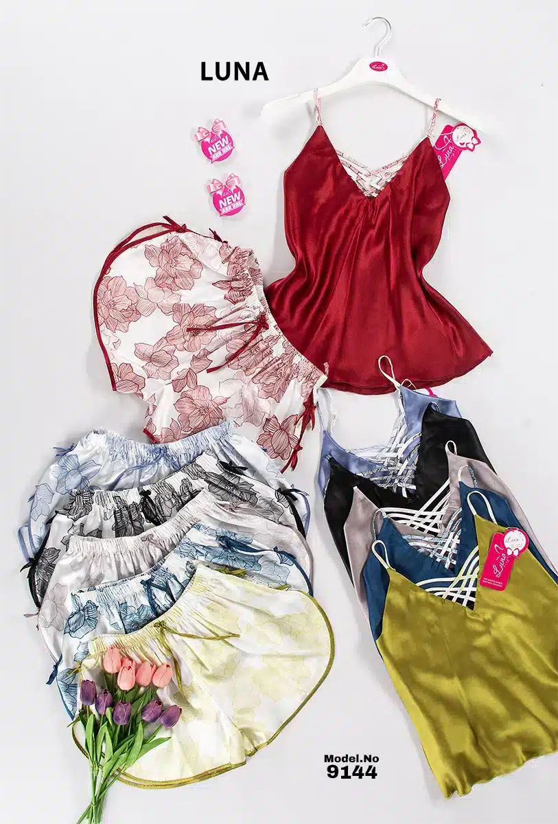 9144 1 موديل بيجامه شورت قطعتين كود 9144 - الصورة 1