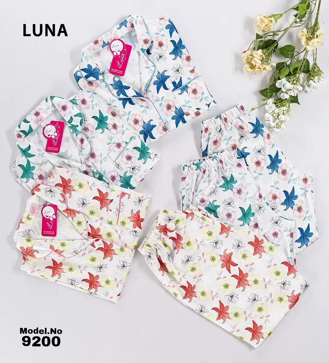 9200. 4 موديل بيجامه بنطلون قطعتين كود 9200 - الصورة 1