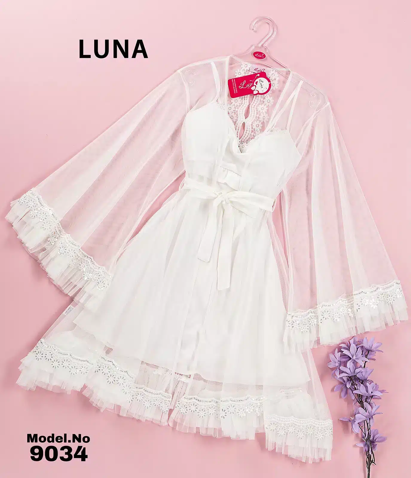 9034 1 موديل صباحيه أبيض قصير كود 9034 - الصورة 1