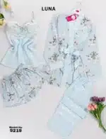 ⁦موديل بيجامه بنطلون 4 قطع كود 9219⁩ - الصورة ⁦2⁩