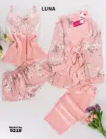 ⁦موديل بيجامه بنطلون 4 قطع كود 9219⁩ - الصورة ⁦3⁩