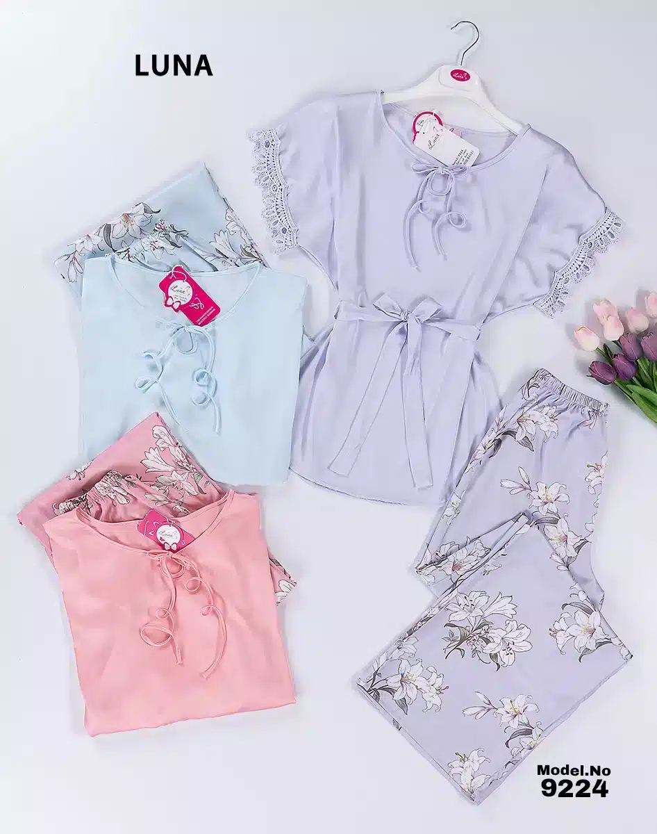 9224 4 موديل بيجامه بنطلون قطعتين كود 9224 - الصورة 1