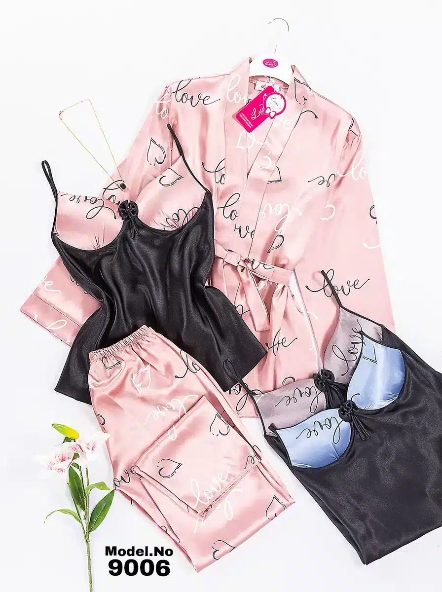 9006 4 موديل بيجامه بنطلون 3 قطع كود 9006 - الصورة 1