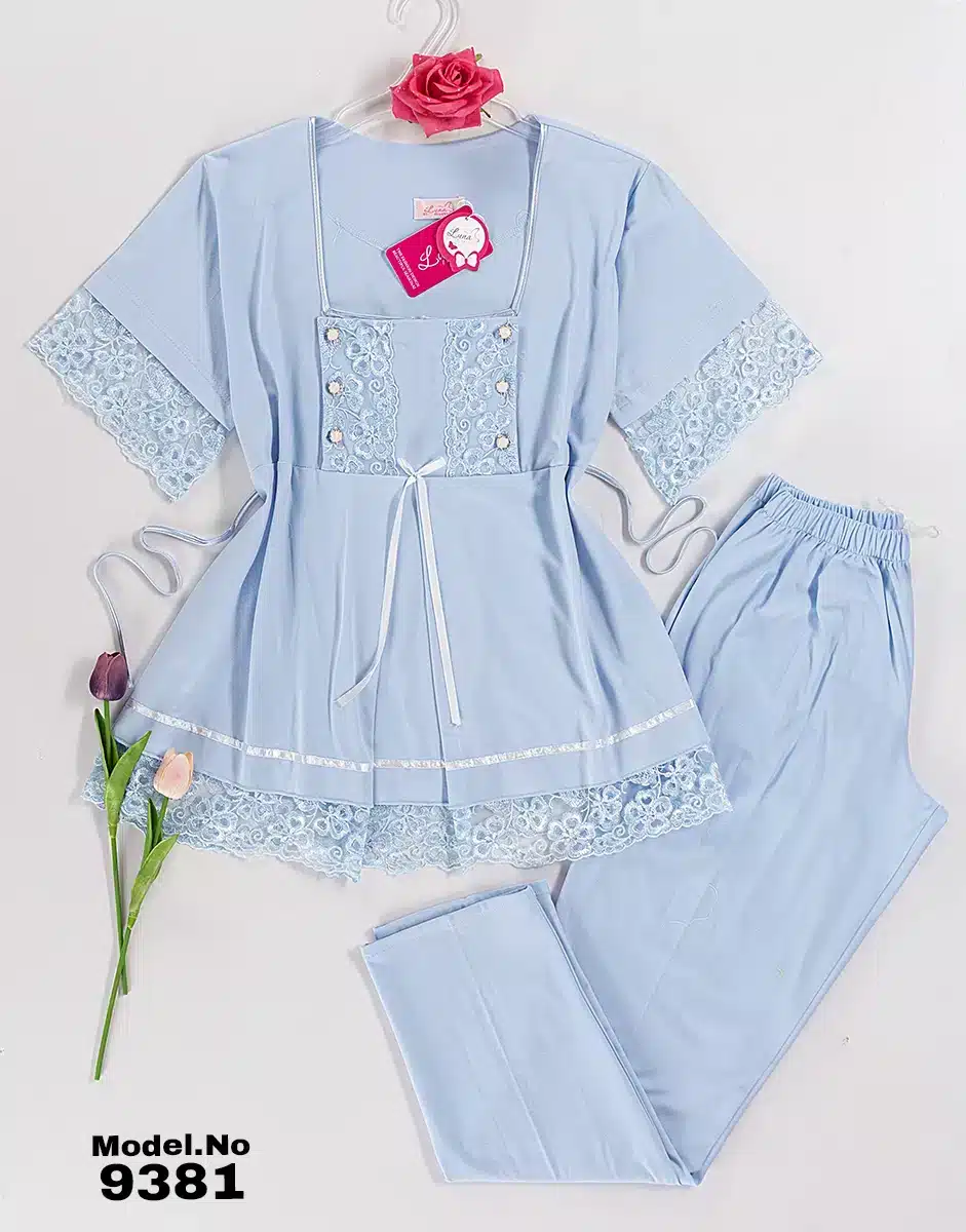 9381 4 موديل بيجامه بنطلون قطن كود 9381 - الصورة 1