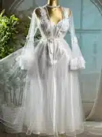 ⁦موديل صباحيه طويل أبيض كود 9350⁩ - الصورة ⁦2⁩