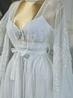 ⁦موديل صباحيه طويل أبيض كود 9124⁩ - الصورة ⁦3⁩