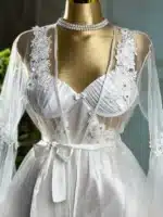 ⁦موديل صباحيه طويل أبيض كود 9350⁩ - الصورة ⁦3⁩