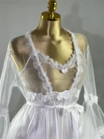 ⁦موديل صباحيه طويل أبيض كود 9494⁩ - الصورة ⁦2⁩