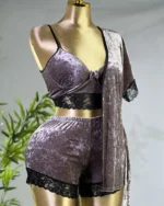 ⁦موديل بيجامه قطيفه 3 قطع كود 7114⁩ - الصورة ⁦2⁩