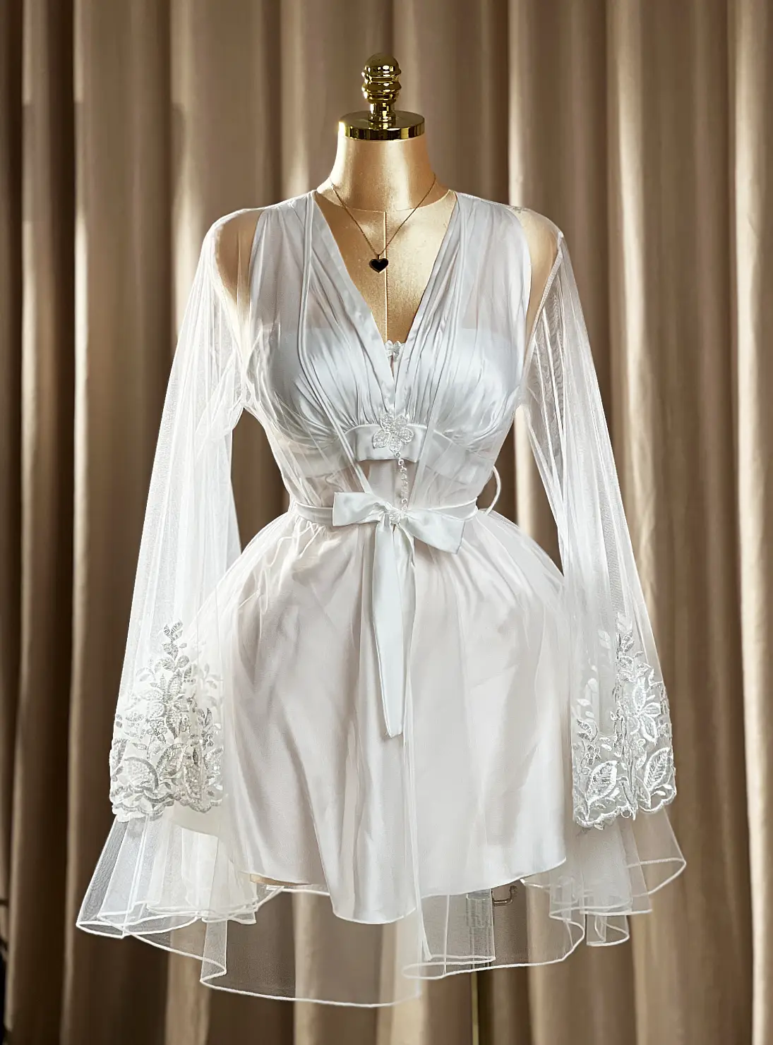 IMG_7418 موديل صباحيه قصير أبيض كود 2023-2 - الصورة 1